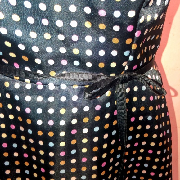 CDC Caren Desiree Black Fit & Flare, Spaghetti Strap Polka Dot Midi Dress, SZ 06 - Picture 2 of 16